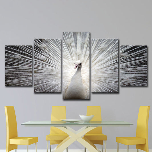 Vivolux | Pfau wandkunst op witte canvasprint voor home decoratie, meerledig