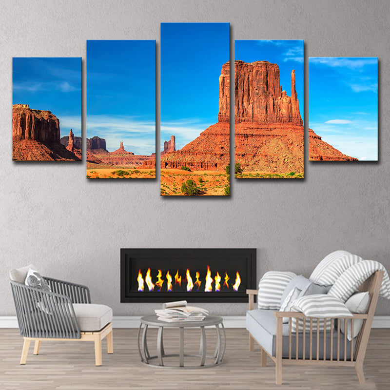 Vivolux | Braun Monument Valley Landschafts-Canvas-Druck Mehrteiliges Wandkunst für das Wohnzimmer