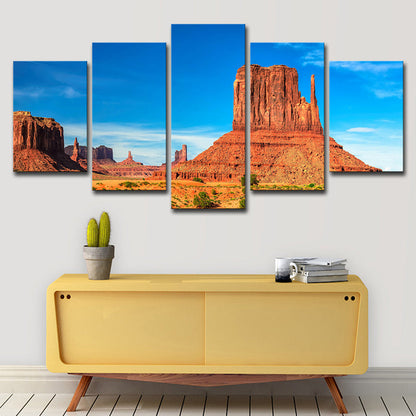 Vivolux | Braun Monument Valley Landschafts-Canvas-Druck Mehrteiliges Wandkunst für das Wohnzimmer