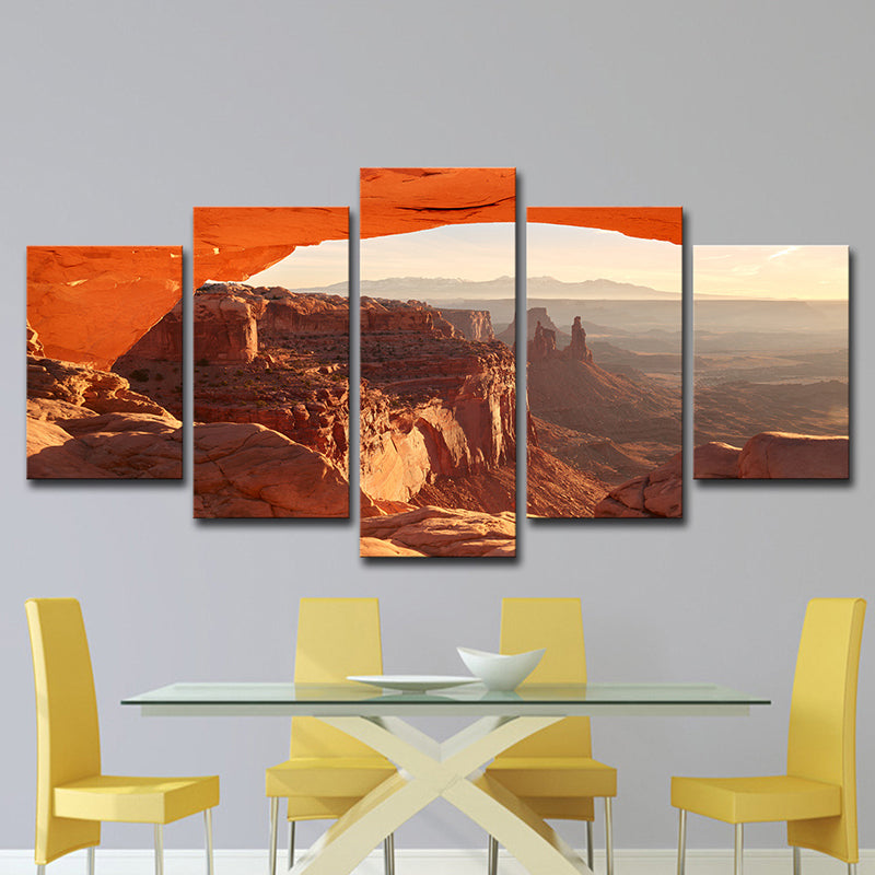 Vivolux | Oranje Mesa Arch Zonsopgang Canvas Meerdere Stukken Modernistische Stijl Slaapkamer Wandkunst Print