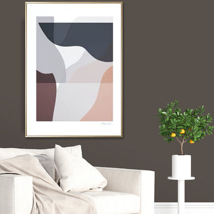 Vivolux | Abstrakte Wandkunst Dekor Minimalistischer Texturiertes Leinwanddruck in Blau-Grau auf Weiß