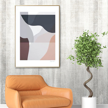 Vivolux | Abstrakte Wandkunst Dekor Minimalistischer Texturiertes Leinwanddruck in Blau-Grau auf Weiß