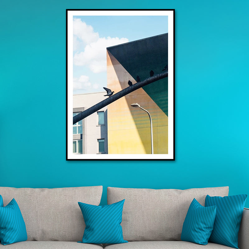 Vivolux | Haus Nahaufnahme Blick Malerei Leinwand Pastellfarbe Zeitgenössische Wandkunst für Zuhause