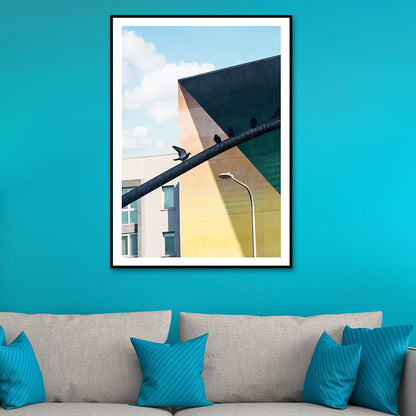 Vivolux | Haus Nahaufnahme Blick Malerei Leinwand Pastellfarbe Zeitgenössische Wandkunst für Zuhause