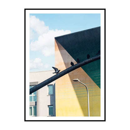 Vivolux | Haus Nahaufnahme Blick Malerei Leinwand Pastellfarbe Zeitgenössische Wandkunst für Zuhause