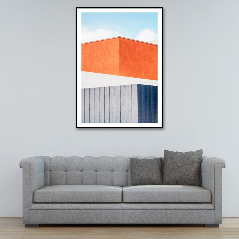 Vivolux | Haus Nahaufnahme Blick Malerei Leinwand Pastellfarbe Zeitgenössische Wandkunst für Zuhause