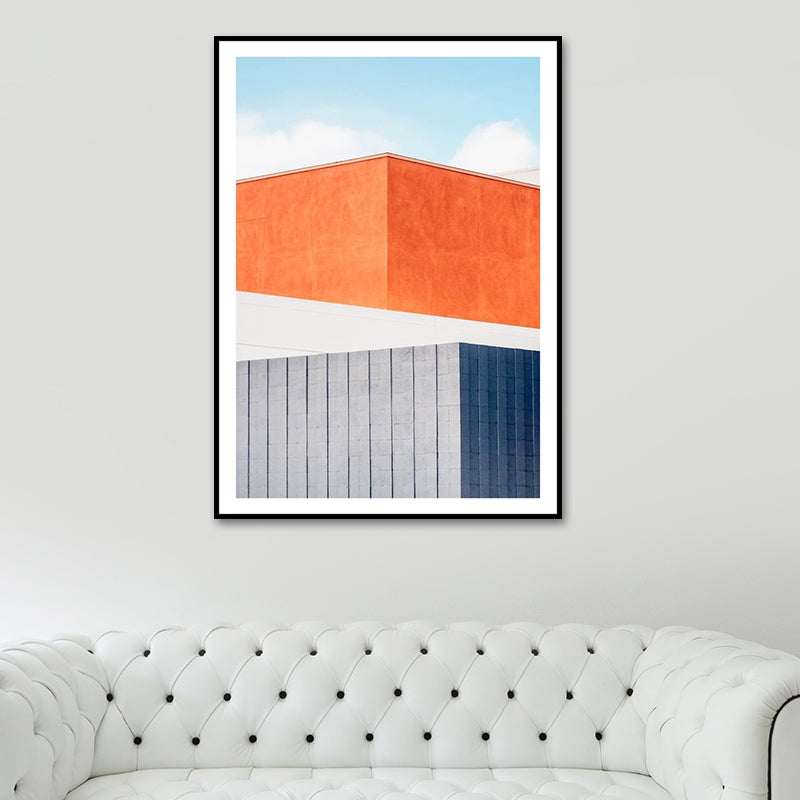 Vivolux | Haus Nahaufnahme Blick Malerei Leinwand Pastellfarbe Zeitgenössische Wandkunst für Zuhause