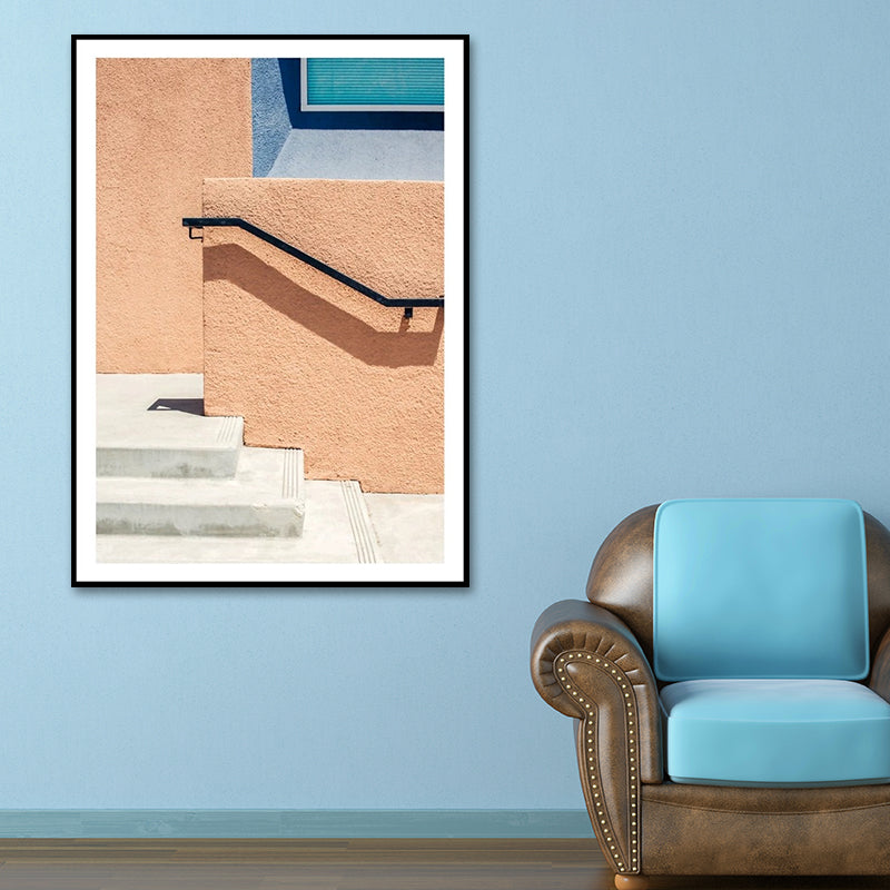 Vivolux | Haus Nahaufnahme Blick Malerei Leinwand Pastellfarbe Zeitgenössische Wandkunst für Zuhause