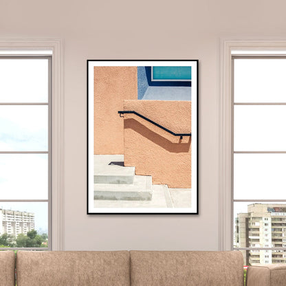 Vivolux | Haus Nahaufnahme Blick Malerei Leinwand Pastellfarbe Zeitgenössische Wandkunst für Zuhause