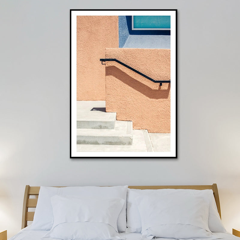 Vivolux | Haus Nahaufnahme Blick Malerei Leinwand Pastellfarbe Zeitgenössische Wandkunst für Zuhause