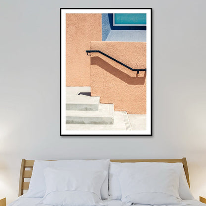 Vivolux | Haus Nahaufnahme Blick Malerei Leinwand Pastellfarbe Zeitgenössische Wandkunst für Zuhause