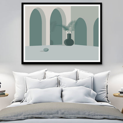 Vivolux | Hofkatze Wandkunst Moderne Ästhetik Architektur Leinwanddruck in sanften Farben