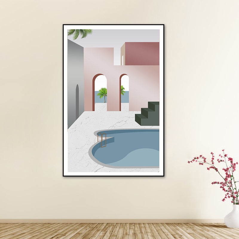 Vivolux | Schwimmbad Wandkunst Weiche Farben Leinwandmalerei für Wohnzimmer, Texturiert