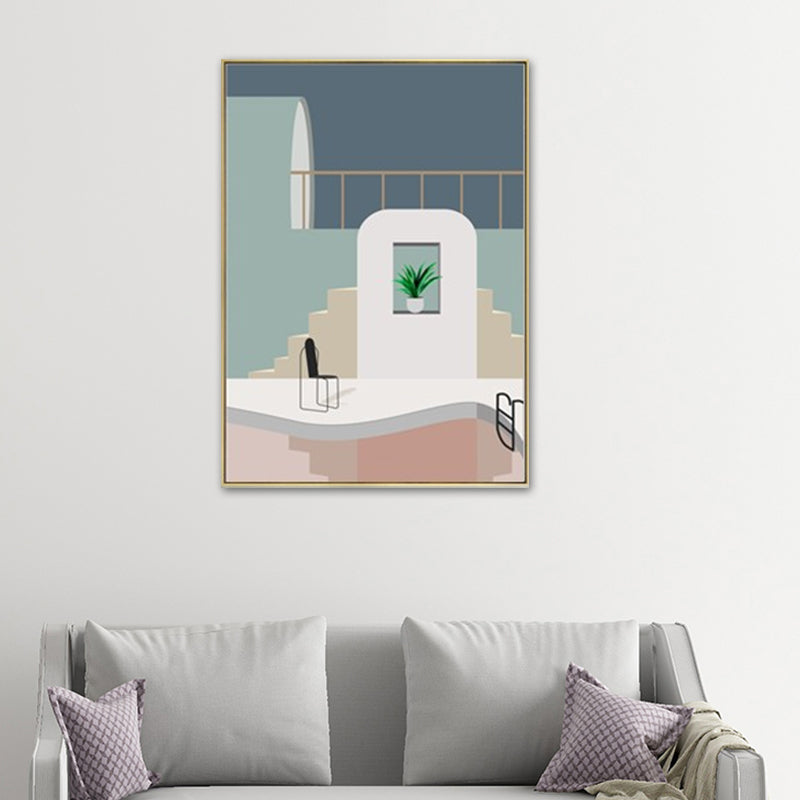 Vivolux | Schwimmbad Wandkunst Weiche Farben Leinwandmalerei für Wohnzimmer, Texturiert