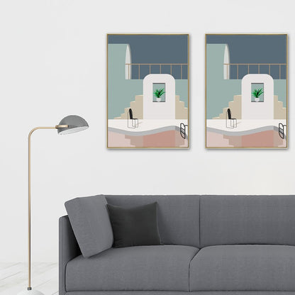 Vivolux | Schwimmbad Wandkunst Weiche Farben Leinwandmalerei für Wohnzimmer, Texturiert