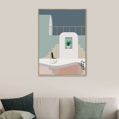 Vivolux | Schwimmbad Wandkunst Weiche Farben Leinwandmalerei für Wohnzimmer, Texturiert