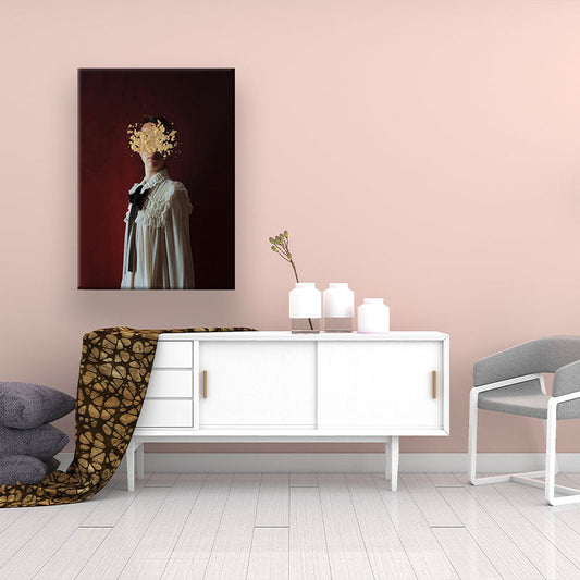 Vivolux | Schöne Frau und Blumen Leinwandkunst für Schlafzimmer Figuren Druck Wanddekoration in Rot