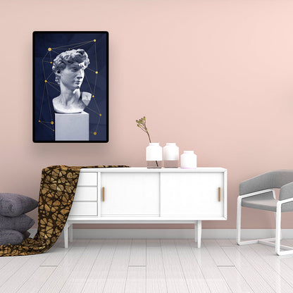 Vivolux | Vintage Figurine Wandkunst Blau und Weiß Texturiertes Leinwanddruck für Hausinterieur