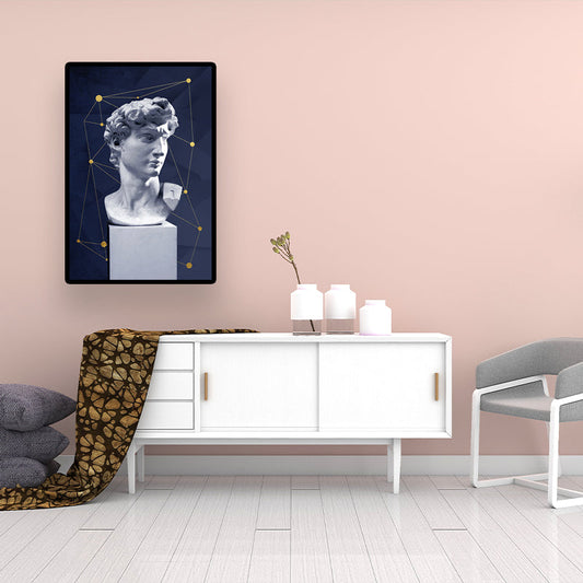 Vivolux | Vintage Figurine Wandkunst Blau und Weiß Texturiertes Leinwanddruck für Hausinterieur