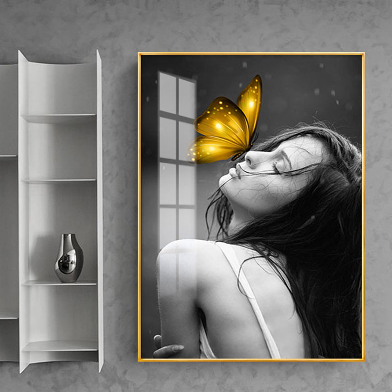 Vivolux | Glam Girl Print Wandkunst Leinwand Texturiert Dunkle Farbe Wanddeko für Wohnzimmer