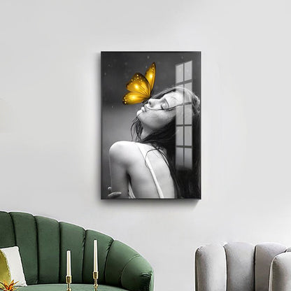 Vivolux | Glam Girl Print Wandkunst Leinwand Texturiert Dunkle Farbe Wanddeko für Wohnzimmer