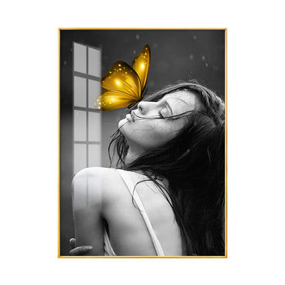 Vivolux | Glam Girl Print Wandkunst Leinwand Texturiert Dunkle Farbe Wanddeko für Wohnzimmer