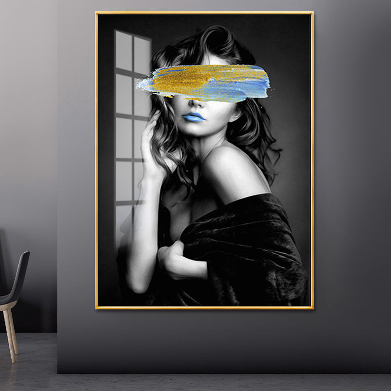 Vivolux | Glam Girl Print Wandkunst Leinwand Texturiert Dunkle Farbe Wanddeko für Wohnzimmer