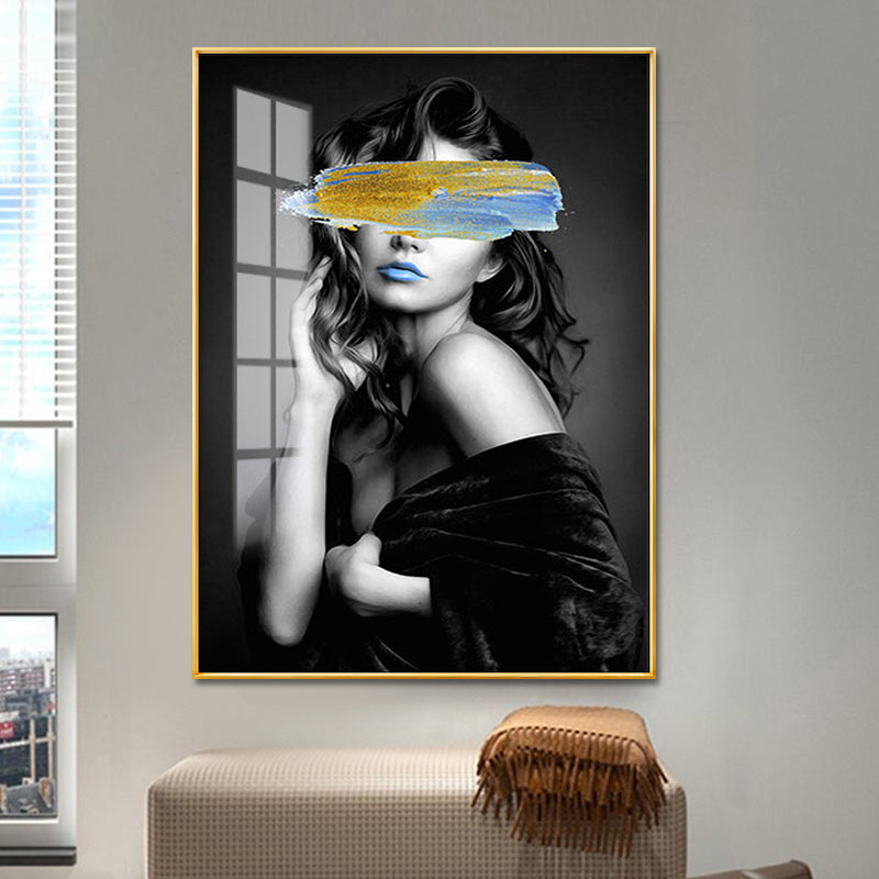 Vivolux | Glam Girl Print Wandkunst Leinwand Texturiert Dunkle Farbe Wanddeko für Wohnzimmer