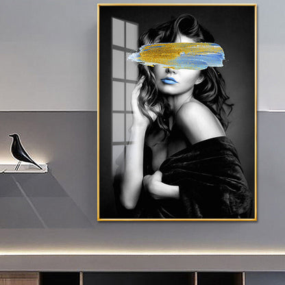 Vivolux | Glam Girl Print Wandkunst Leinwand Texturiert Dunkle Farbe Wanddeko für Wohnzimmer