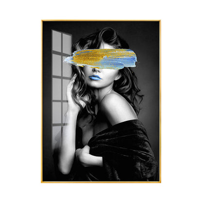 Vivolux | Glam Girl Print Wandkunst Leinwand Texturiert Dunkle Farbe Wanddeko für Wohnzimmer