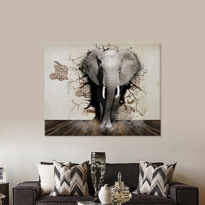 Vivolux | Graue Afrikanische Elefant Leinwand Wandkunst Wildtier Moderne Texturierte Wanddekoration