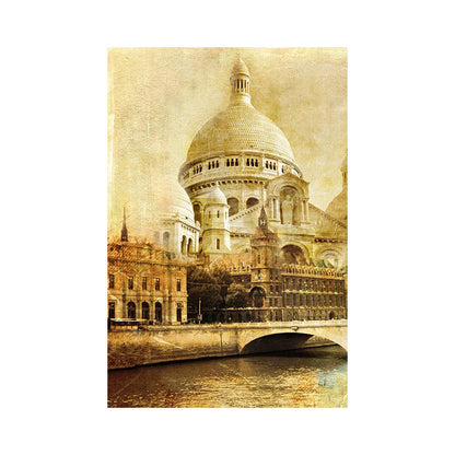 Vivolux | Global Inspirierte Schloss Wandkunst Braune Wohnzimmer Leinwand, Texturierte Oberfläche