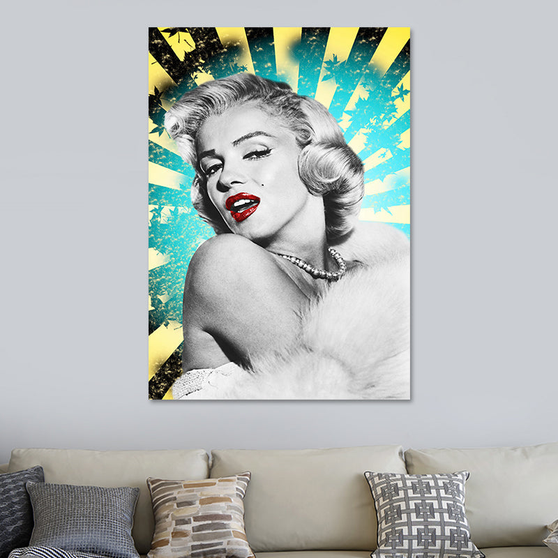 Vivolux | Texturiertes Marilyn Monroe Wanddekor Glam Leinwanddruck in dunkler Farbe für den Raum