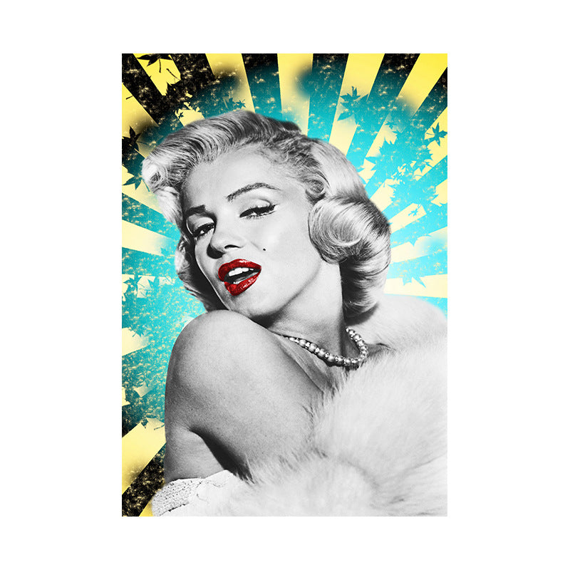 Vivolux | Texturiertes Marilyn Monroe Wanddekor Glam Leinwanddruck in dunkler Farbe für den Raum