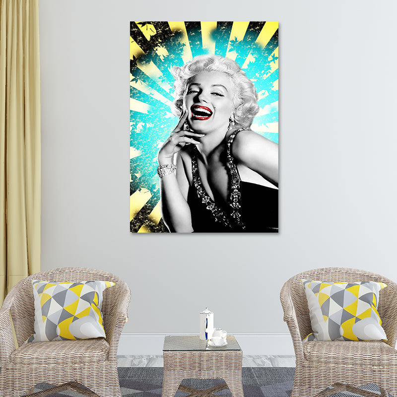 Vivolux | Texturiertes Marilyn Monroe Wanddekor Glam Leinwanddruck in dunkler Farbe für den Raum