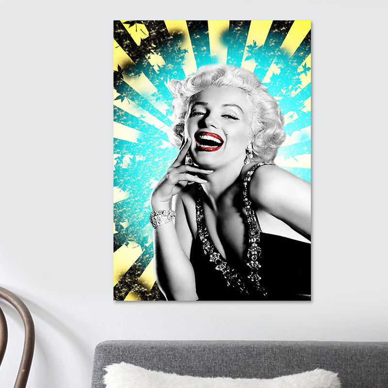 Vivolux | Texturiertes Marilyn Monroe Wanddekor Glam Leinwanddruck in dunkler Farbe für den Raum