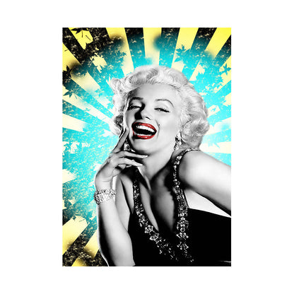 Vivolux | Texturiertes Marilyn Monroe Wanddekor Glam Leinwanddruck in dunkler Farbe für den Raum