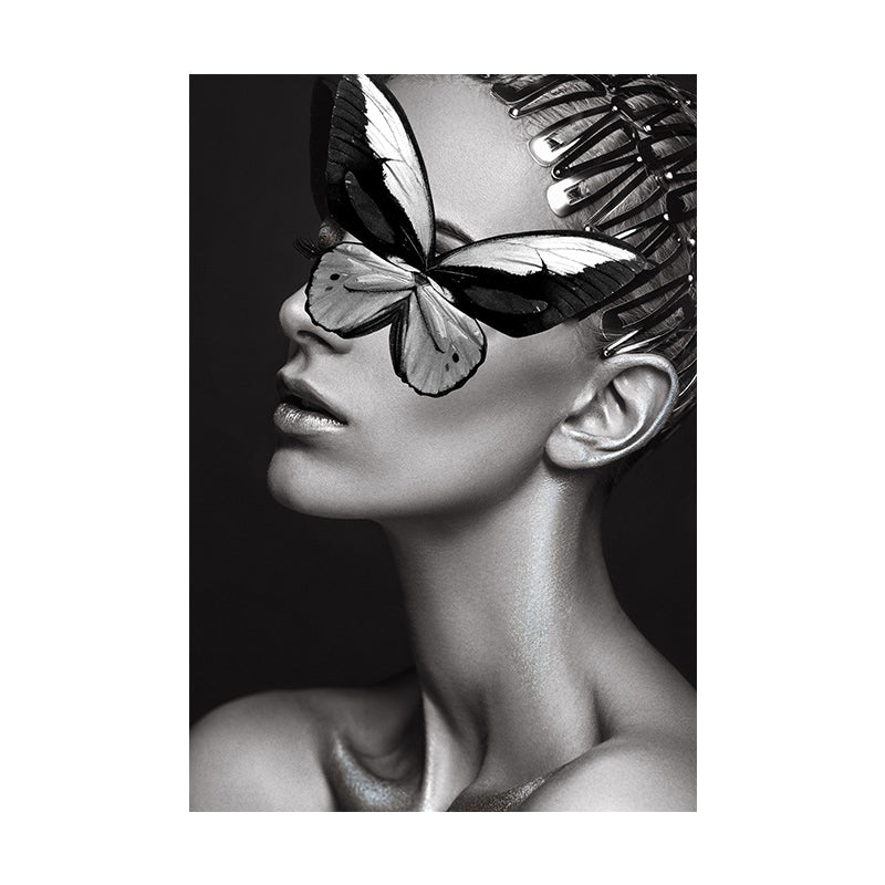 Vivolux | Glam Woman Figur Wandkunst Dunkle Farbe Texturierte Oberfläche Leinwanddruck für Hausinterieur