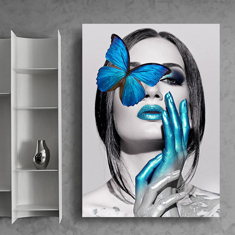 Vivolux | Glam Woman Figur Wandkunst Dunkle Farbe Texturierte Oberfläche Leinwanddruck für Hausinterieur