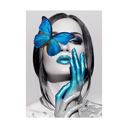 Vivolux | Glam Woman Figur Wandkunst Dunkle Farbe Texturierte Oberfläche Leinwanddruck für Hausinterieur