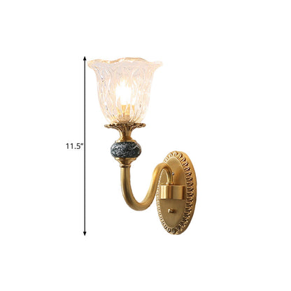 Vivolux | Blumen Esszimmer Wandlampe Bauernhaus Klarglas 6"/17" W 2 Lichter Messing Wandmontierte Beleuchtung