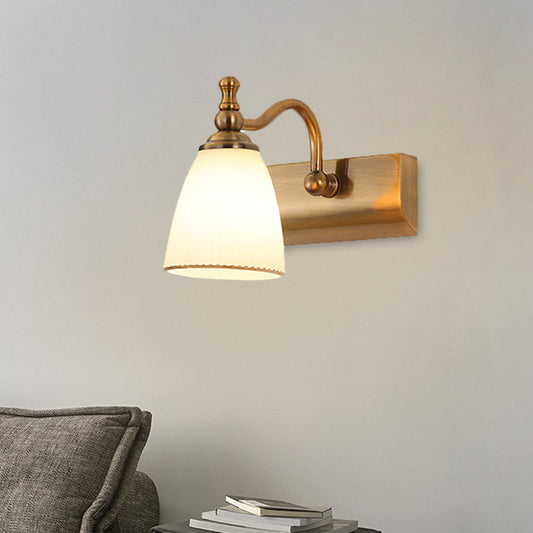 Vivolux | 1/2-Birnen Wandmontage Lampe Cottage Glockenform Frosted Glass Vanity Light Fixture in Messing