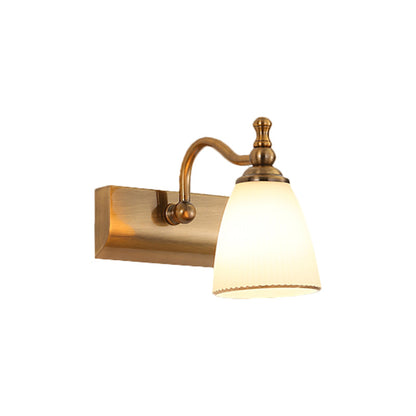 Vivolux | 1/2-Birnen Wandmontage Lampe Cottage Glockenform Frosted Glass Vanity Light Fixture in Messing
