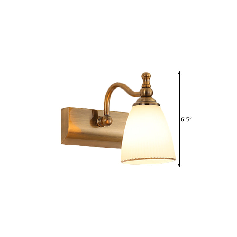 Vivolux | 1/2-Birnen Wandmontage Lampe Cottage Glockenform Frosted Glass Vanity Light Fixture in Messing