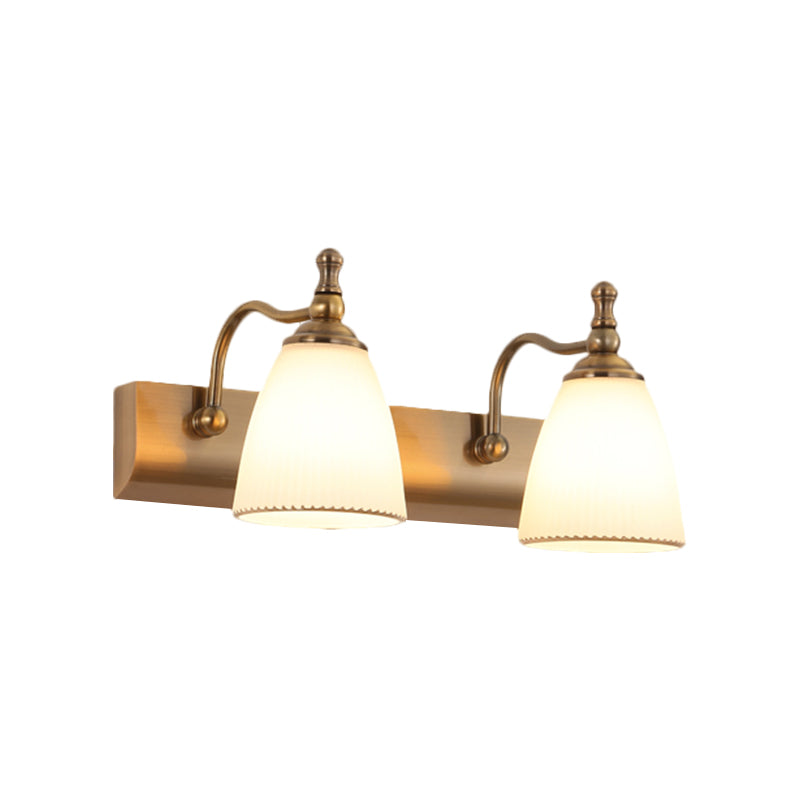 Vivolux | 1/2-Birnen Wandmontage Lampe Cottage Glockenform Frosted Glass Vanity Light Fixture in Messing