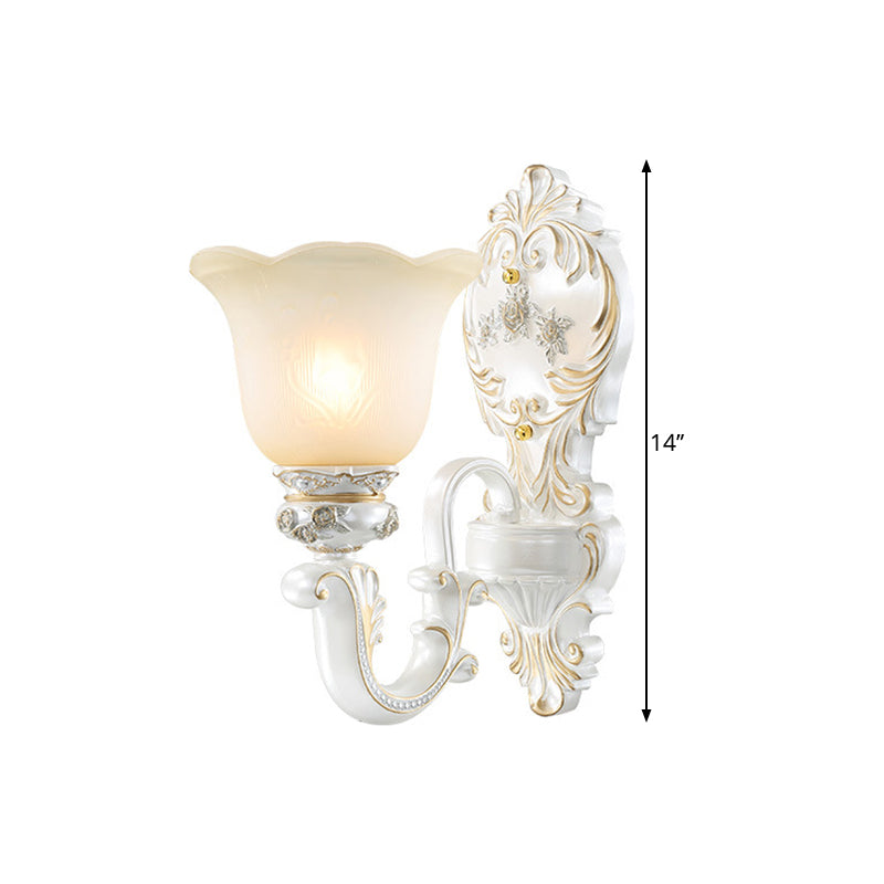 Vivolux | Cream Glass White Wall Light Floral 1/2-Kopf Cottage Wand Sconces Beleuchtung mit geschwungenem Arm