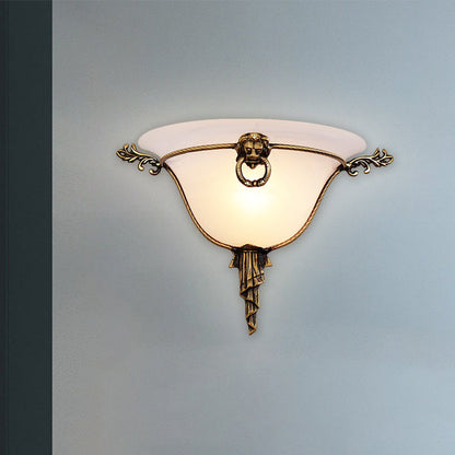 Vivolux | 1-Head Domed Wandleuchte Traditionelle Messing Frosted Glass Wandmontage Licht für Flur