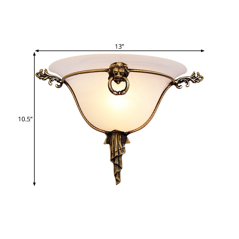 Vivolux | 1-Head Domed Wandleuchte Traditionelle Messing Frosted Glass Wandmontage Licht für Flur