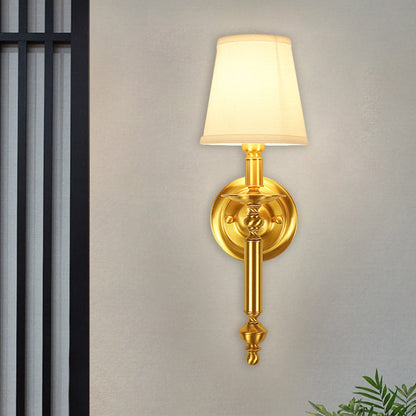 Vivolux | Getailleerde Slaapkamer Wandverlichting Landelijke Stof Enkele Licht Messing Wandgemonteerde Lamp met Metalen Rechte Arm