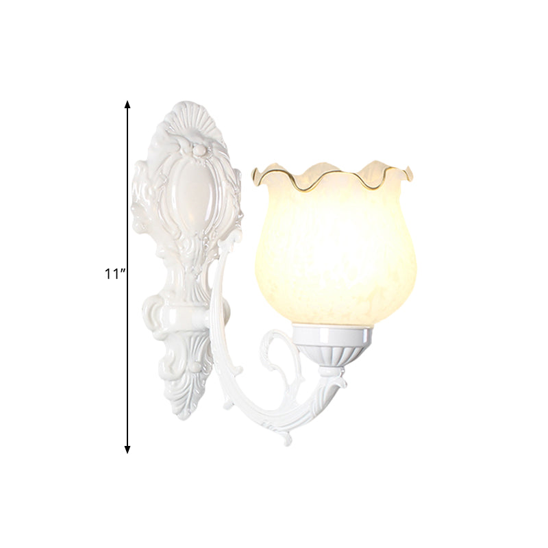 Vivolux | Loft Style Bud Wandlamp Eén Peertje Opaline Glas Wandverlichting Fitting in Zwart/Wit/Messing
